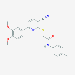 2-{[3-cyano-6-(3,4-dimethoxyphenyl)pyridin-2-yl]sulfanyl}-N-(4-methylphenyl)acetamide