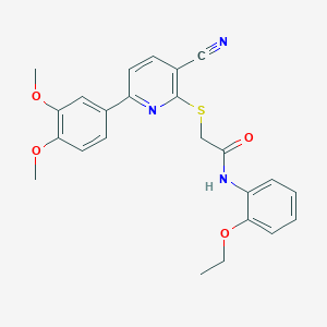 molecular formula C24H23N3O4S B459835 2-{[3-cyano-6-(3,4-dimethoxyphenyl)-2-pyridinyl]sulfanyl}-N-(2-ethoxyphenyl)acetamide 
