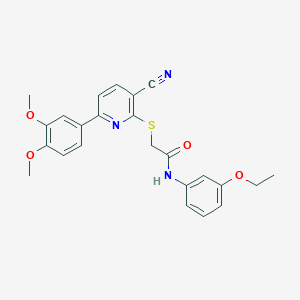 2-{[3-cyano-6-(3,4-dimethoxyphenyl)pyridin-2-yl]sulfanyl}-N-(3-ethoxyphenyl)acetamide