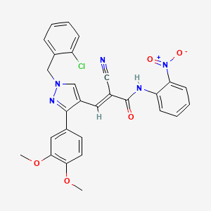 molecular formula C28H22ClN5O5 B4598375 3-[1-(2-chlorobenzyl)-3-(3,4-dimethoxyphenyl)-1H-pyrazol-4-yl]-2-cyano-N-(2-nitrophenyl)acrylamide 