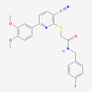 2-{[3-cyano-6-(3,4-dimethoxyphenyl)pyridin-2-yl]sulfanyl}-N-(4-fluorobenzyl)acetamide