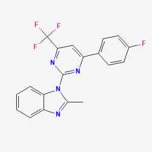 molecular formula C19H12F4N4 B4598414 1-[4-(4-fluorophenyl)-6-(trifluoromethyl)-2-pyrimidinyl]-2-methyl-1H-benzimidazole 