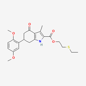 2-(ethylsulfanyl)ethyl 6-(2,5-dimethoxyphenyl)-3-methyl-4-oxo-4,5,6,7-tetrahydro-1H-indole-2-carboxylate