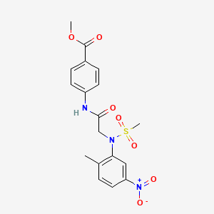 molecular formula C18H19N3O7S B4598465 methyl 4-{[N-(2-methyl-5-nitrophenyl)-N-(methylsulfonyl)glycyl]amino}benzoate 