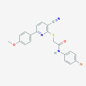 molecular formula C21H16BrN3O2S B459848 N-(4-bromophenyl)-2-[3-cyano-6-(4-methoxyphenyl)pyridin-2-yl]sulfanylacetamide CAS No. 445269-29-4
