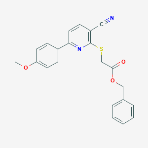 molecular formula C22H18N2O3S B459849 Benzyl {[3-cyano-6-(4-methoxyphenyl)pyridin-2-yl]sulfanyl}acetate CAS No. 488137-02-6