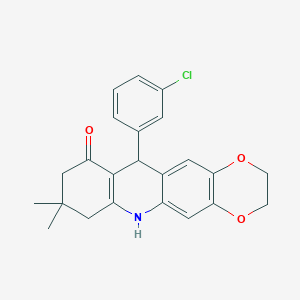 11-(3-CHLOROPHENYL)-8,8-DIMETHYL-2,3,6,7,8,9,10,11-OCTAHYDRO-1,4-DIOXA-6-AZATETRACEN-10-ONE