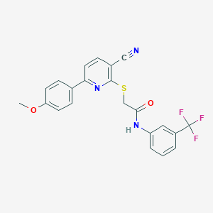 molecular formula C22H16F3N3O2S B459850 2-{[3-cyano-6-(4-methoxyphenyl)pyridin-2-yl]sulfanyl}-N-[3-(trifluoromethyl)phenyl]acetamide CAS No. 488121-37-5