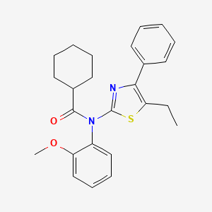 molecular formula C25H28N2O2S B4598527 N-(5-ethyl-4-phenyl-1,3-thiazol-2-yl)-N-(2-methoxyphenyl)cyclohexanecarboxamide 