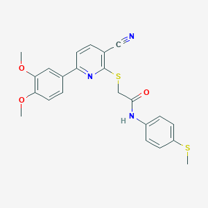 molecular formula C23H21N3O3S2 B459853 2-{[3-cyano-6-(3,4-dimethoxyphenyl)pyridin-2-yl]sulfanyl}-N-[4-(methylsulfanyl)phenyl]acetamide CAS No. 488851-78-1