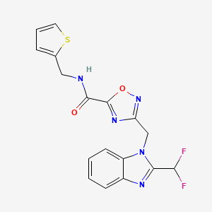 molecular formula C17H13F2N5O2S B4598535 3-{[2-(二氟甲基)-1H-苯并咪唑-1-基]甲基}-N-(2-噻吩甲基)-1,2,4-恶二唑-5-甲酰胺 