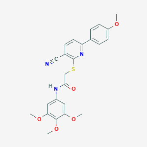 molecular formula C24H23N3O5S B459855 2-{[3-cyano-6-(4-methoxyphenyl)pyridin-2-yl]sulfanyl}-N-(3,4,5-trimethoxyphenyl)acetamide CAS No. 488800-69-7
