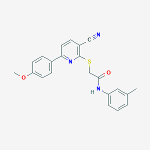 molecular formula C22H19N3O2S B459856 2-{[3-cyano-6-(4-methoxyphenyl)pyridin-2-yl]sulfanyl}-N-(3-methylphenyl)acetamide CAS No. 488746-80-1