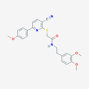 molecular formula C25H25N3O4S B459858 2-{[3-cyano-6-(4-methoxyphenyl)pyridin-2-yl]sulfanyl}-N-[2-(3,4-dimethoxyphenyl)ethyl]acetamide CAS No. 500276-79-9