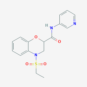 molecular formula C16H17N3O4S B4598583 4-(ethylsulfonyl)-N-3-pyridinyl-3,4-dihydro-2H-1,4-benzoxazine-2-carboxamide 