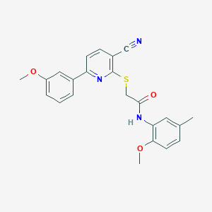 molecular formula C23H21N3O3S B459863 2-{[3-cyano-6-(3-methoxyphenyl)pyridin-2-yl]sulfanyl}-N-(2-methoxy-5-methylphenyl)acetamide CAS No. 489413-83-4
