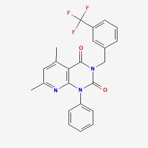 molecular formula C23H18F3N3O2 B4598636 5,7-DIMETHYL-1-PHENYL-3-{[3-(TRIFLUOROMETHYL)PHENYL]METHYL}-1H,2H,3H,4H-PYRIDO[2,3-D]PYRIMIDINE-2,4-DIONE 