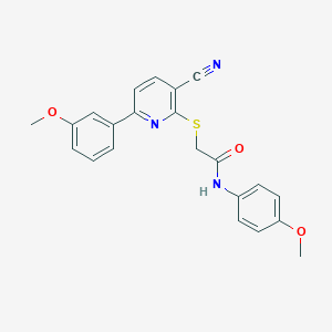molecular formula C22H19N3O3S B459864 2-{[3-cyano-6-(3-methoxyphenyl)-2-pyridinyl]sulfanyl}-N-(4-methoxyphenyl)acetamide CAS No. 445269-38-5