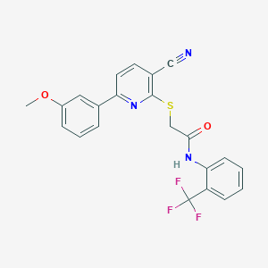 2-[3-cyano-6-(3-methoxyphenyl)pyridin-2-yl]sulfanyl-N-[2-(trifluoromethyl)phenyl]acetamide