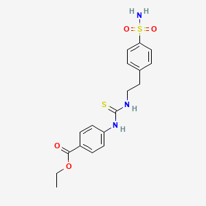 molecular formula C18H21N3O4S2 B4598690 ethyl 4-{[({2-[4-(aminosulfonyl)phenyl]ethyl}amino)carbonothioyl]amino}benzoate 