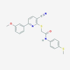 2-{[3-cyano-6-(3-methoxyphenyl)pyridin-2-yl]sulfanyl}-N-[4-(methylsulfanyl)phenyl]acetamide