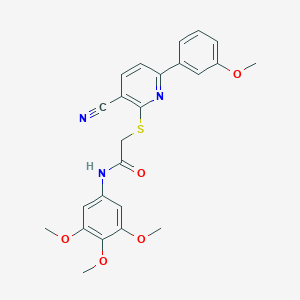 molecular formula C24H23N3O5S B459872 2-{[3-cyano-6-(3-methoxyphenyl)-2-pyridinyl]sulfanyl}-N-(3,4,5-trimethoxyphenyl)acetamide CAS No. 445380-75-6
