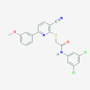 2-{[3-cyano-6-(3-methoxyphenyl)-2-pyridinyl]sulfanyl}-N-(3,5-dichlorophenyl)acetamide