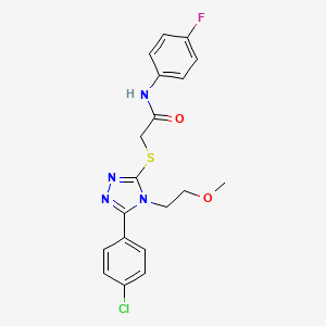 2-{[5-(4-chlorophenyl)-4-(2-methoxyethyl)-4H-1,2,4-triazol-3-yl]thio}-N-(4-fluorophenyl)acetamide