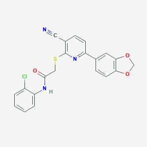 molecular formula C21H14ClN3O3S B459877 2-{[6-(1,3-benzodioxol-5-yl)-3-cyanopyridin-2-yl]sulfanyl}-N-(2-chlorophenyl)acetamide CAS No. 488726-14-3