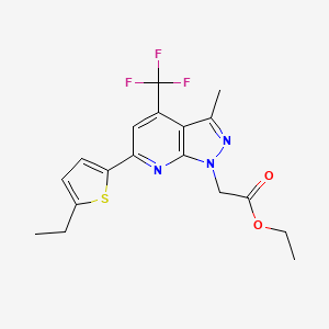 molecular formula C18H18F3N3O2S B4598807 乙酸[6-(5-乙基-2-噻吩基)-3-甲基-4-(三氟甲基)-1H-吡唑并[3,4-b]吡啶-1-基]酯 