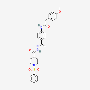 molecular formula C29H32N4O5S B4598846 2-(4-methoxyphenyl)-N-[4-(N-{[1-(phenylsulfonyl)-4-piperidinyl]carbonyl}ethanehydrazonoyl)phenyl]acetamide 