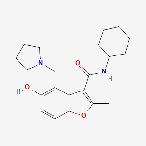 molecular formula C21H28N2O3 B4598892 N-cyclohexyl-5-hydroxy-2-methyl-4-(1-pyrrolidinylmethyl)-1-benzofuran-3-carboxamide 