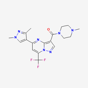 molecular formula C18H20F3N7O B4598920 5-(1,3-dimethyl-1H-pyrazol-4-yl)-3-[(4-methyl-1-piperazinyl)carbonyl]-7-(trifluoromethyl)pyrazolo[1,5-a]pyrimidine 