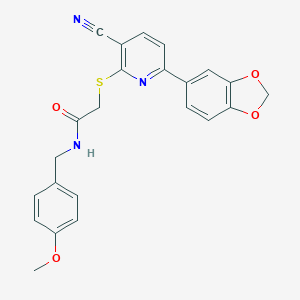 molecular formula C23H19N3O4S B459895 2-{[6-(1,3-benzodioxol-5-yl)-3-cyanopyridin-2-yl]sulfanyl}-N-(4-methoxybenzyl)acetamide CAS No. 496771-40-5