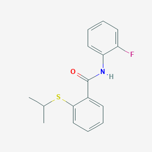 molecular formula C16H16FNOS B4598956 N-(2-fluorophenyl)-2-(propan-2-ylsulfanyl)benzamide 