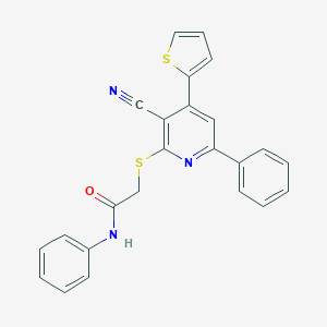 molecular formula C24H17N3OS2 B459896 2-{[3-cyano-6-phenyl-4-(2-thienyl)-2-pyridinyl]sulfanyl}-N-phenylacetamide 