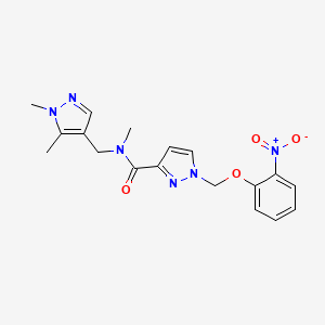 molecular formula C18H20N6O4 B4598973 N-[(1,5-dimethyl-1H-pyrazol-4-yl)methyl]-N-methyl-1-[(2-nitrophenoxy)methyl]-1H-pyrazole-3-carboxamide 