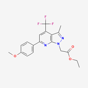 molecular formula C19H18F3N3O3 B4599023 ethyl [6-(4-methoxyphenyl)-3-methyl-4-(trifluoromethyl)-1H-pyrazolo[3,4-b]pyridin-1-yl]acetate 