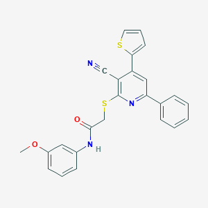 molecular formula C25H19N3O2S2 B459903 2-{[3-cyano-6-phenyl-4-(2-thienyl)-2-pyridinyl]sulfanyl}-N-(3-methoxyphenyl)acetamide CAS No. 445381-12-4
