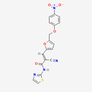 molecular formula C18H12N4O5S B4599030 2-cyano-3-{5-[(4-nitrophenoxy)methyl]-2-furyl}-N-1,3-thiazol-2-ylacrylamide 