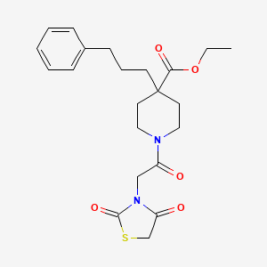 ethyl 1-[(2,4-dioxo-1,3-thiazolidin-3-yl)acetyl]-4-(3-phenylpropyl)-4-piperidinecarboxylate