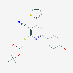 molecular formula C23H22N2O3S2 B459908 Tert-butyl {[3-cyano-6-(4-methoxyphenyl)-4-thien-2-ylpyridin-2-yl]sulfanyl}acetate 