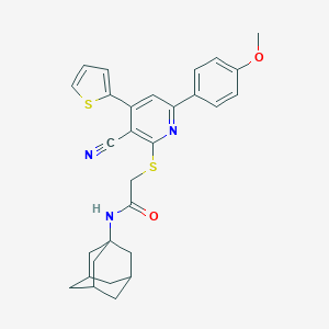 molecular formula C29H29N3O2S2 B459911 N-(1-adamantyl)-2-{[3-cyano-6-(4-methoxyphenyl)-4-thien-2-ylpyridin-2-yl]sulfanyl}acetamide 