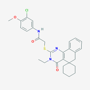 molecular formula C28H30ClN3O3S B4599125 N-(3-氯-4-甲氧基苯基)-2-[(3-乙基-4-氧代-4,6-二氢-3H-螺[苯并[h]喹唑啉-5,1'-环己烷]-2-基)硫代]乙酰胺 