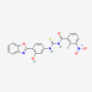 molecular formula C22H16N4O5S B4599133 N-({[4-(1,3-benzoxazol-2-yl)-3-hydroxyphenyl]amino}carbonothioyl)-2-methyl-3-nitrobenzamide 