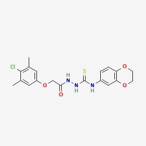 molecular formula C19H20ClN3O4S B4599184 2-[(4-chloro-3,5-dimethylphenoxy)acetyl]-N-(2,3-dihydro-1,4-benzodioxin-6-yl)hydrazinecarbothioamide 