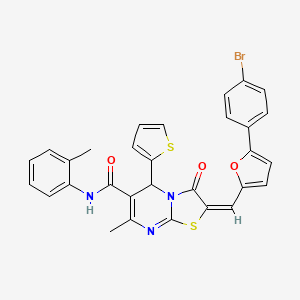 molecular formula C30H22BrN3O3S2 B4599211 2-{[5-(4-bromophenyl)-2-furyl]methylene}-7-methyl-N-(2-methylphenyl)-3-oxo-5-(2-thienyl)-2,3-dihydro-5H-[1,3]thiazolo[3,2-a]pyrimidine-6-carboxamide 