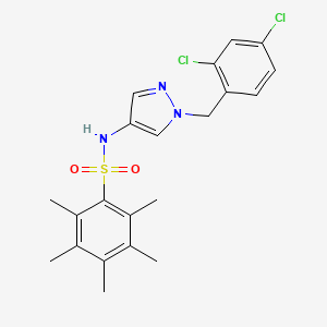 molecular formula C21H23Cl2N3O2S B4599274 N-[1-(2,4-二氯苄基)-1H-吡唑-4-基]-2,3,4,5,6-五甲基苯磺酰胺 