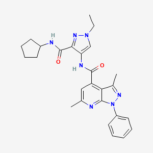 N-{3-[(cyclopentylamino)carbonyl]-1-ethyl-1H-pyrazol-4-yl}-3,6-dimethyl-1-phenyl-1H-pyrazolo[3,4-b]pyridine-4-carboxamide