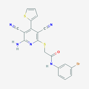 molecular formula C19H12BrN5OS2 B459932 2-{[6-amino-3,5-dicyano-4-(2-thienyl)-2-pyridinyl]sulfanyl}-N-(3-bromophenyl)acetamide 